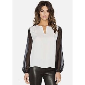 DIANE VON FURSTENBERG Nikki Silk Sheer Sleeve Blouse Top Women Size 10